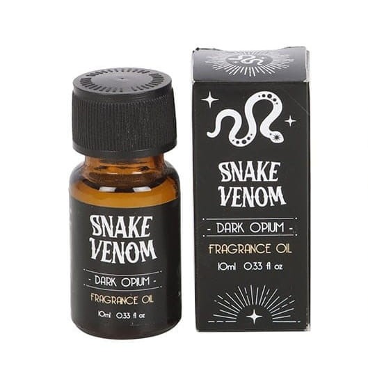 Olejek zapachowy Snake Venom Dark Opium z kolekcji Midnight Rituals – flakon i czarne opakowanie z symbolem węża.