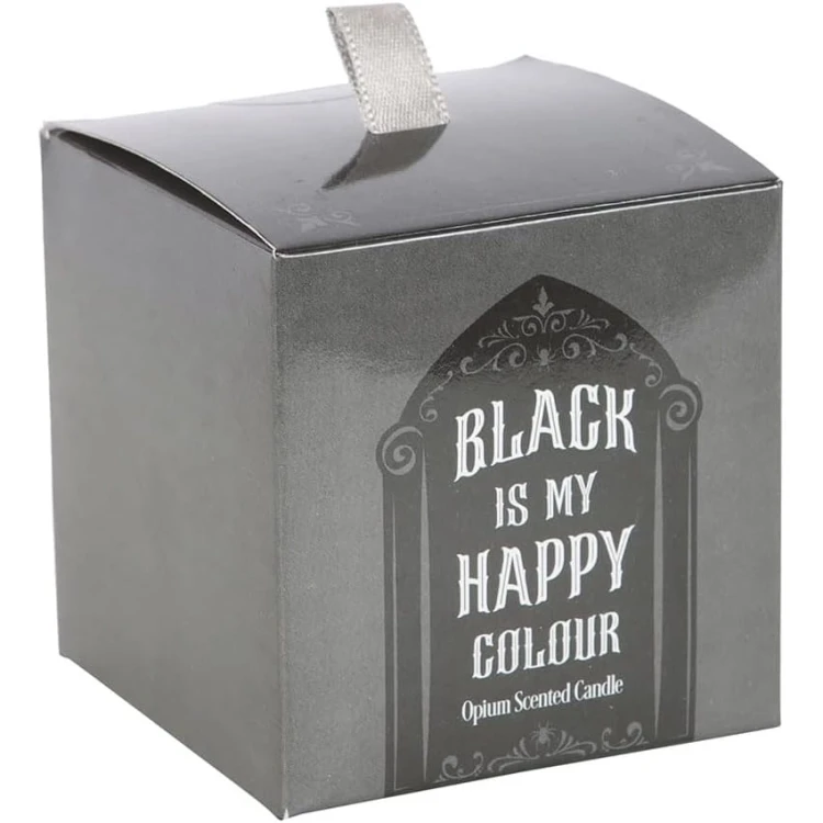 Świeca Black is My Happy Colour w ciemnym tle – rytuał dla dusz nocy.