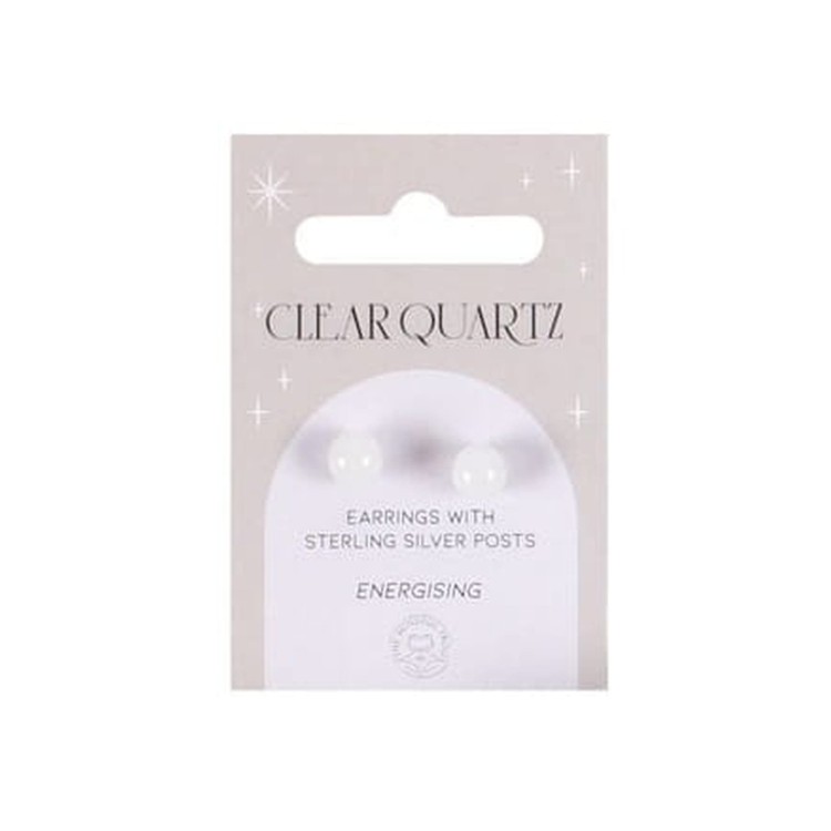 Kolczyki z naturalnego kryształu górskiego na srebrnych sztyftach próby 925 – „Mistrzowski Uzdrowiciel” wzmacniający energię, oczyszczający aurę i wspierający jasność umysłu. Subtelny, elegancki dodatek na co dzień i wyjątkowe okazje.