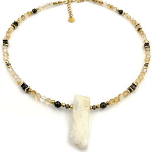 naszyjnik kamienie naturalne kryształ surowy amulet ochrony i bogactwa 43 cm biżuteria energetyczna strefa 3