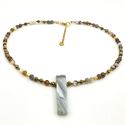 naszyjnik agat botswana hematyt surowy agat kamienie naturalne 40 cm amulet ochrony i uziemienia strefa 3
