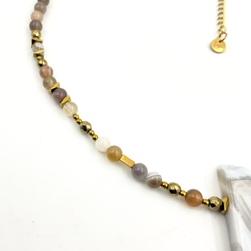 naszyjnik agat botswana hematyt surowy agat kamienie naturalne 40 cm amulet ochrony i uziemienia strefa 3