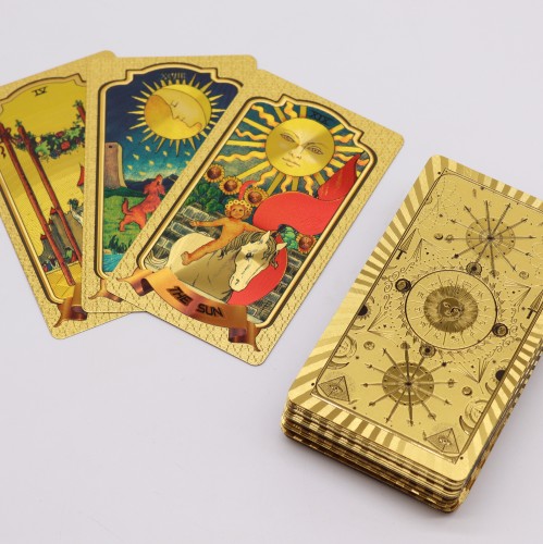 złote karty tarota luksusowa talia 78 kart tarot ezoteryczny złota talia kart premium