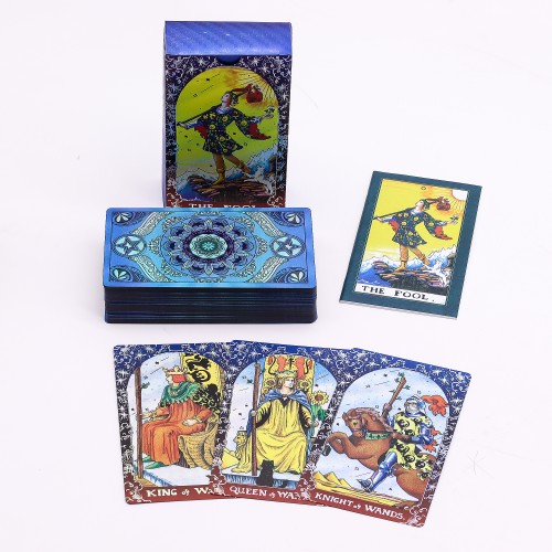 Mandala Blue Foil Tarot niebieskie karty tarota 78 kart tarot z przewodnikiem mistyczna talia mandala