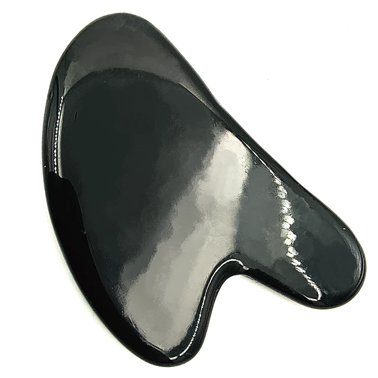 gua sha z naturalnego obsydianu czarny obsydian płytka do masażu ochrona energetyczna oczyszczanie aura