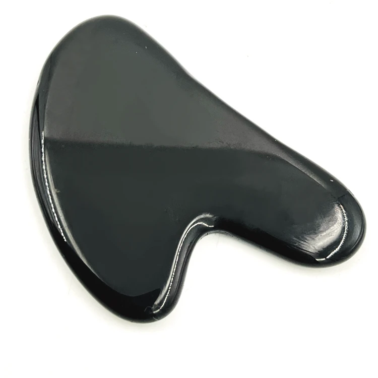 gua sha z naturalnego obsydianu czarny obsydian płytka do masażu ochrona energetyczna oczyszczanie aura